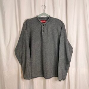 VTG Gray Ramie Cotton Knit Henley Sweater Old College Inn L Grandpacore Grunge
